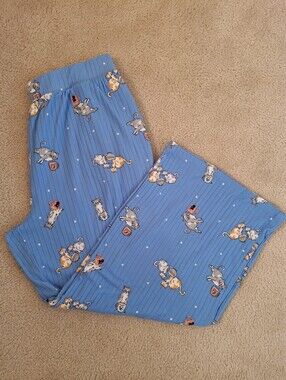 3/$20 Carisma Soft Blue Cat Pajama Bottoms With Pockets Calico Tuxedo Cats L